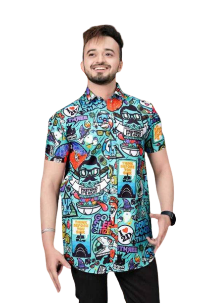 Men Boxy Fit Self Design Casual Shirt