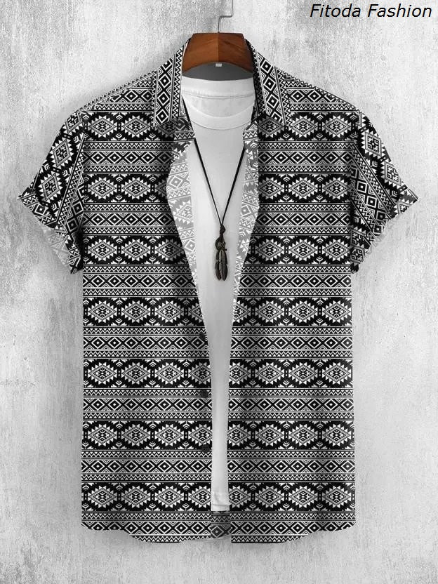 Men's comfort fit printed casual shirt with slim collar from Drpshippr, featuring a stylish design in a relaxed fit.