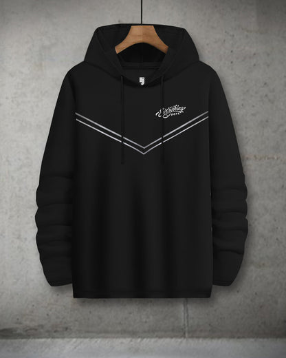 Black men's full sleeve hooded T-shirt from Drpshippr's Everything Dope Model collection, showcasing a casual, stylish design.