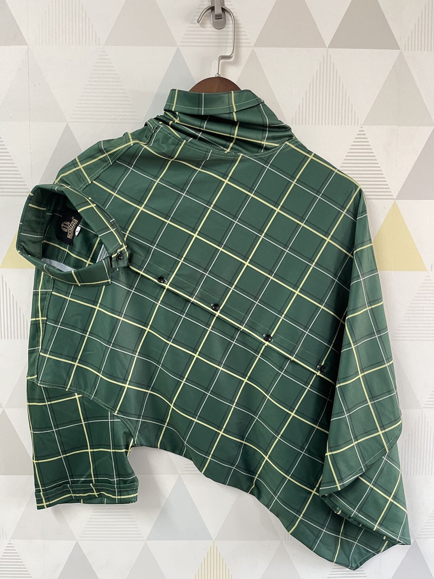 Men Regular Fit Checkered Ribbed Collar Casual Shirt