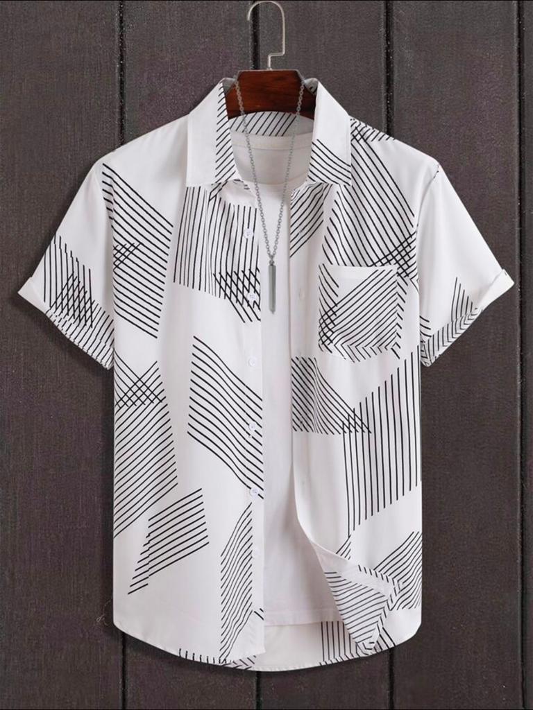 Men's regular fit printed casual shirt from Drpshippr, featuring colorful patterns and a comfortable fit for everyday wear.
