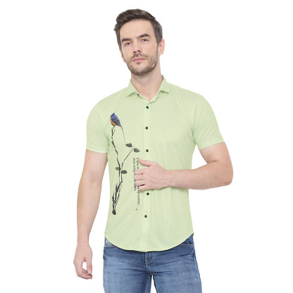 Men Regular Fit Printed Cut Away Collar Casual Shirt