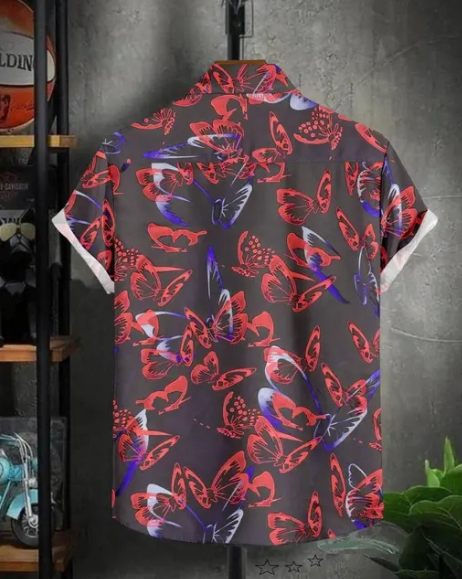 Men Regular Fit Printed Cut Away Collar Casual Shirt
