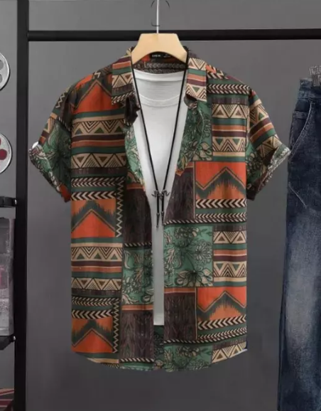 Men's regular fit printed casual shirt with a cut-away collar from Drpshippr's men's collection, featuring stylish design and comfortable fit.