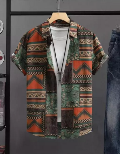 Men's regular fit printed casual shirt with a cut-away collar from Drpshippr's men's collection, featuring stylish design and comfortable fit.