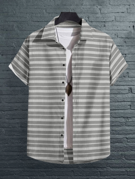 Men's regular fit printed casual shirt with spread collar from Drpshippr's men's collection, featuring a stylish design.