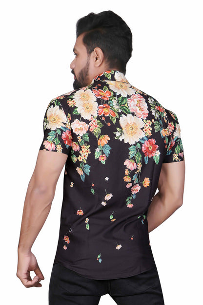 Men Regular Fit Printed Spread Collar Casual Shirt