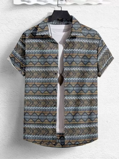 Men Regular Fit Printed Spread Collar Casual Shirt