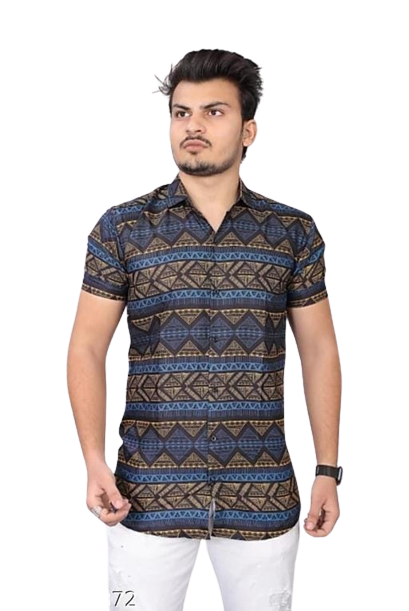 Men's regular fit printed casual shirt with spread collar from Drpshippr, featuring a stylish, comfortable design in the men's collection.