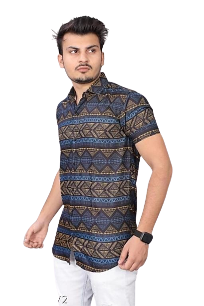 Men's regular fit printed casual shirt with spread collar from Drpshippr, featuring a stylish design and comfortable fit.