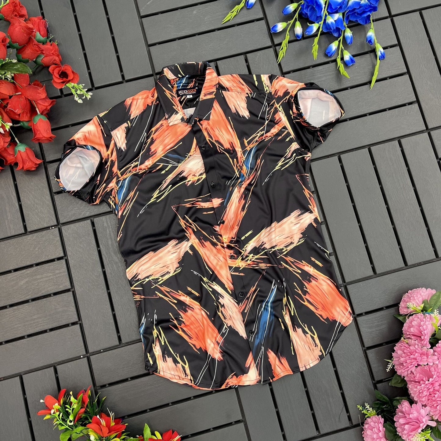 Men Regular Fit Printed Spread Collar Casual Shirt