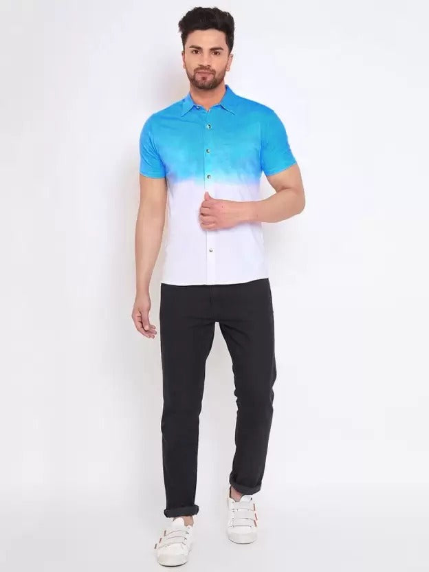 Men's regular fit casual shirt from Drpshippr with self-designed pattern, featuring a collar and button-up front, in a relaxed fit.