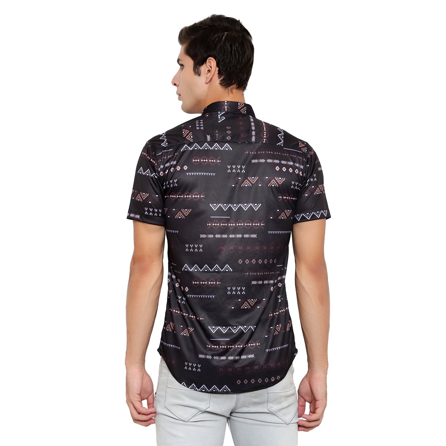 Men's regular fit casual shirt with self-designed pattern from Drpshippr's men's collection, shown in a relaxed fit style.