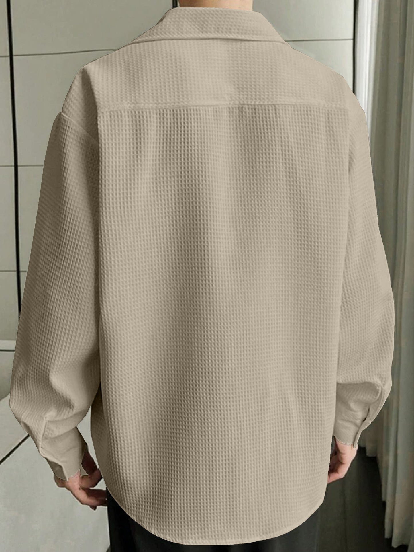 Men's regular fit shirt with spread collar from Drpshippr, displayed on a model, showcasing classic style and tailored fit.