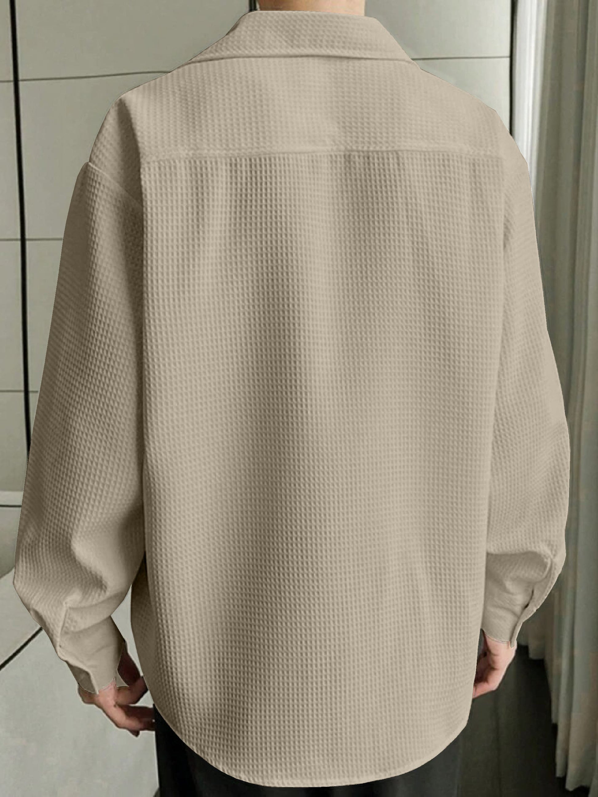 Men's regular fit shirt with spread collar from Drpshippr, displayed on a model, showcasing classic style and tailored fit.