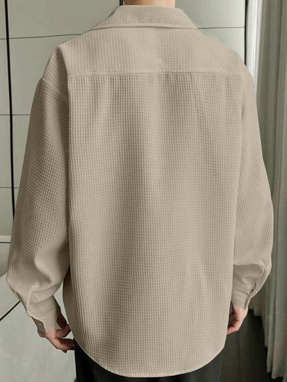 Men's regular fit shirt with spread collar from Drpshippr, displayed on a model, showcasing classic style and tailored fit.