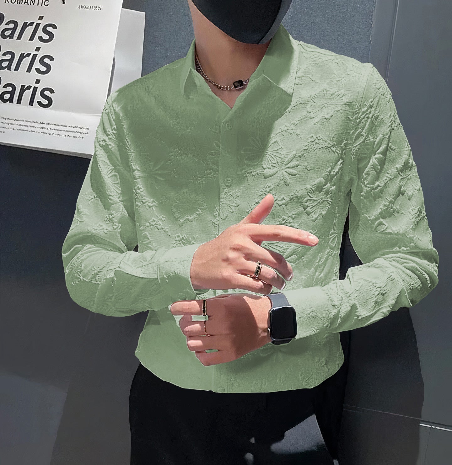 Men's casual shirt by Drpshippr featuring a solid color, regular fit, and spread collar, suitable for everyday wear.