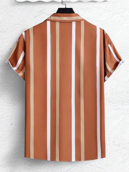 Men's regular fit striped casual shirt with button-down collar from Drpshippr, featuring a classic design and comfortable fit.