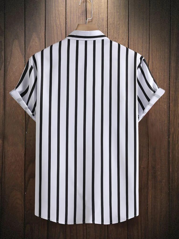 Men's casual shirt from Drpshippr with regular fit, striped pattern, and curved collar, suitable for everyday wear.