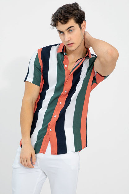 Men's regular fit striped casual shirt with a cut-away collar from Drpshippr, featuring a stylish and comfortable design.