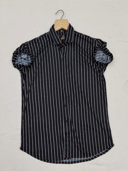 Men's slim fit striped casual shirt from Drpshippr's Men Collection, featuring a classic design and comfortable fit.