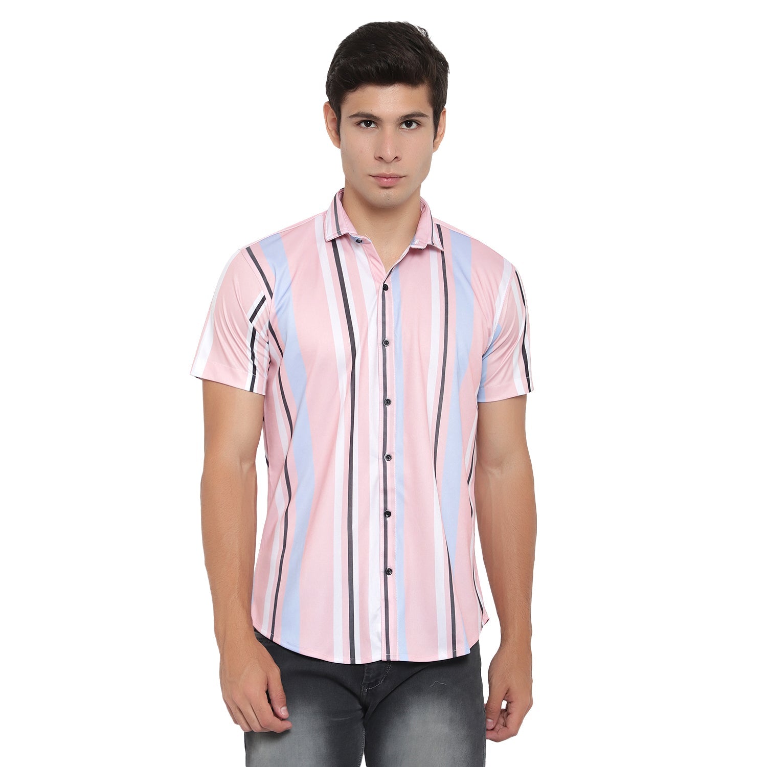 Men's slim fit checkered casual shirt with ribbed collar from Drpshippr's men's collection, perfect for everyday wear.