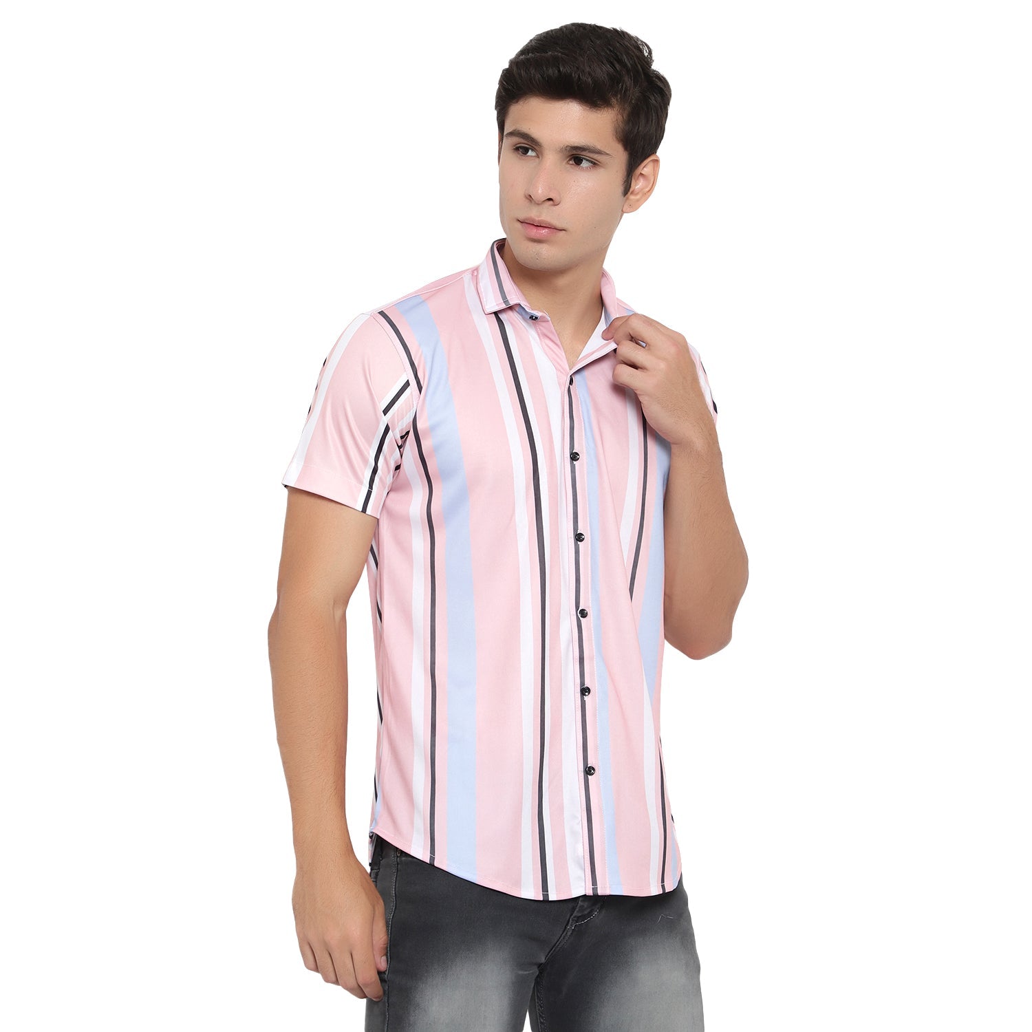 Men's slim fit checkered casual shirt with ribbed collar from Drpshippr's Men's Collection, featuring a stylish regular fit design.