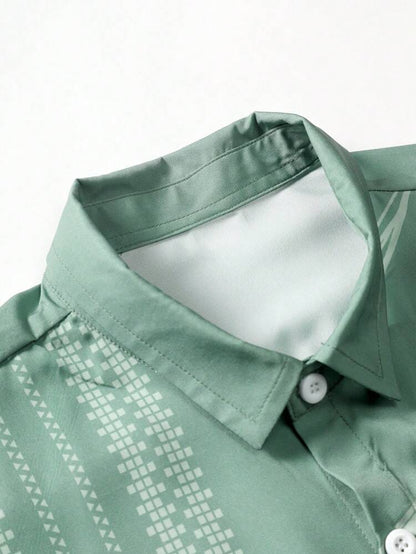 Men's Drpshippr casual shirt with printed design, slim fit, regular fit, and cut-away collar, perfect for casual occasions.