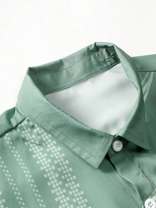 Men's Drpshippr casual shirt with printed design, slim fit, regular fit, and cut-away collar, perfect for casual occasions.