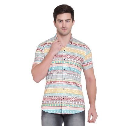 Men's casual shirt from Drpshippr featuring a regular fit, super slim silhouette, printed design, and cut-away collar.