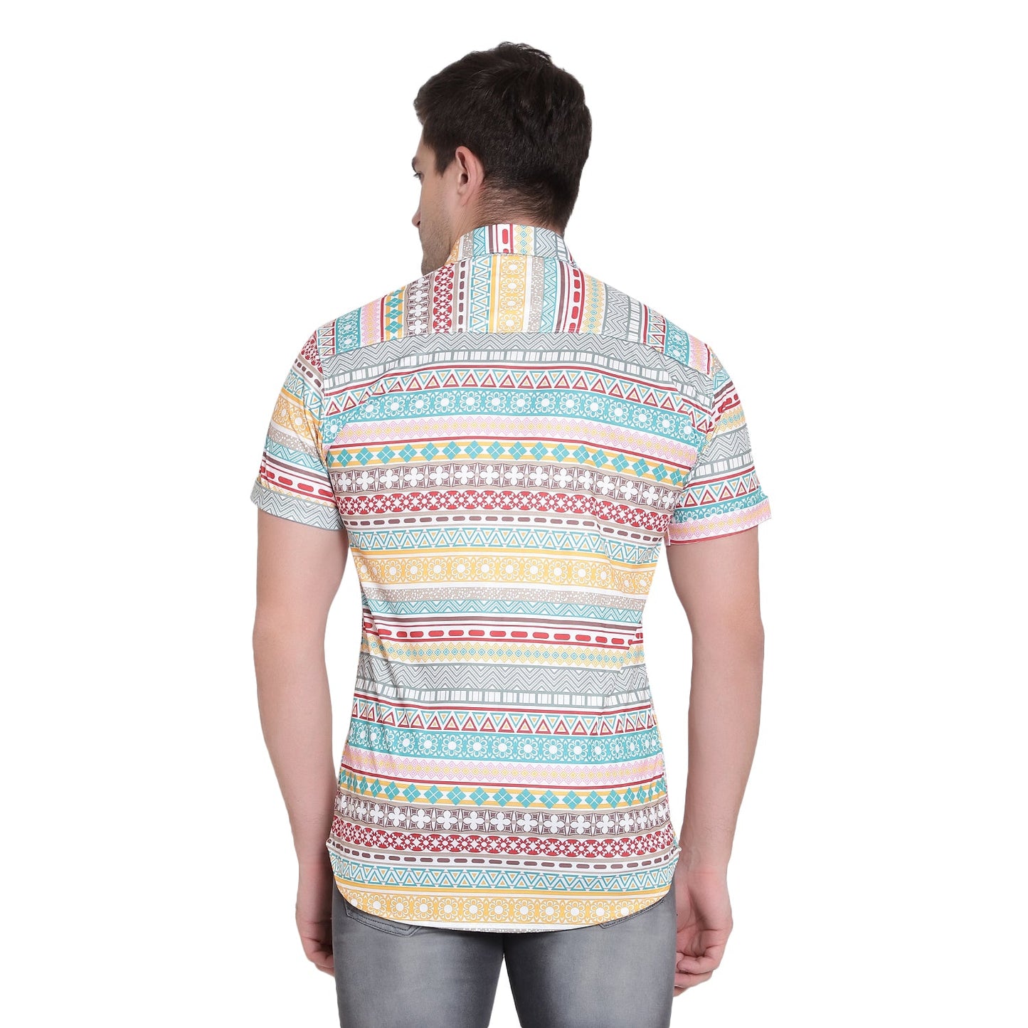 Men's Drpshippr casual shirt with regular fit, super slim fit, printed design, and cut-away collar for a stylish look.