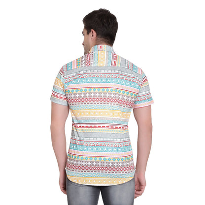 Men's Drpshippr casual shirt with regular fit, super slim fit, printed design, and cut-away collar for a stylish look.