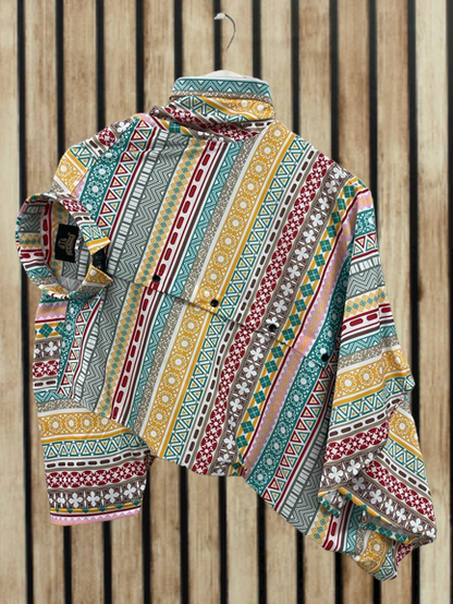 Men's casual shirt by Drpshippr featuring a printed design, cut-away collar, and slim fit for a stylish, relaxed look.