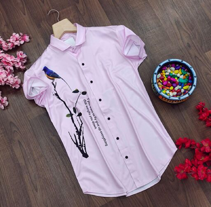 Men's Drpshippr casual shirt with regular fit, super slim fit, printed design, and cut-away collar for a stylish look.