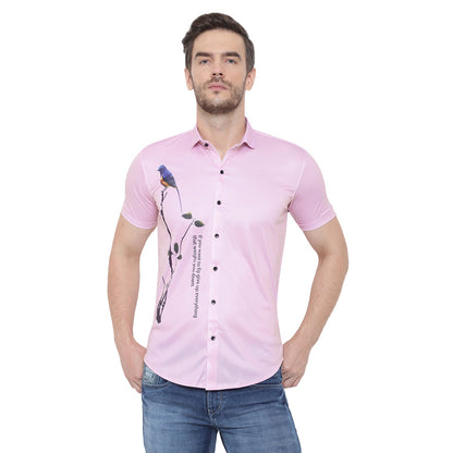 Men's Drpshippr casual shirt with a printed design, slim fit, regular fit, and cut-away collar, perfect for everyday wear.