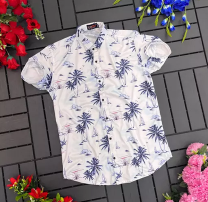 Men's casual shirt from Drpshippr with a super slim fit, printed design, ribbed collar, and regular fit for everyday wear.