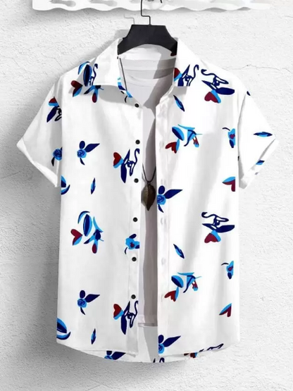 Men's casual shirt from Drpshippr, regular fit with slim fit design, printed pattern, ribbed collar, perfect for everyday wear.