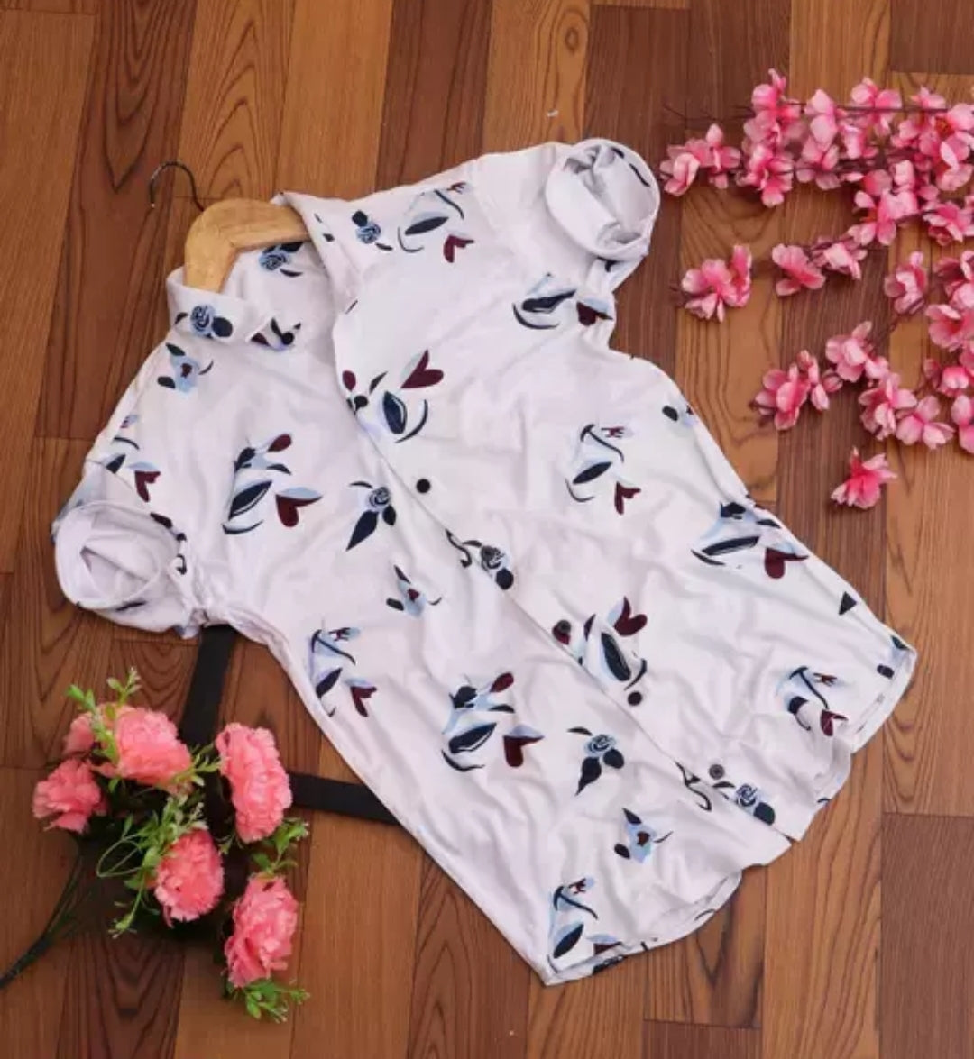 Men's slim fit printed casual shirt with ribbed collar from Drpshippr's men's collection, featuring a stylish and comfortable design.