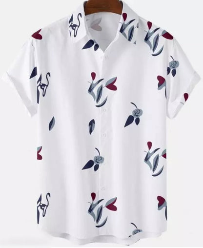 Men's slim fit printed casual shirt with ribbed collar from Drpshippr's men's collection, featuring a stylish design and comfortable fit.