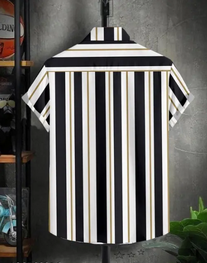 Men's slim fit striped casual shirt with a cut-away collar from Drpshippr, featuring a regular fit and stylish design.