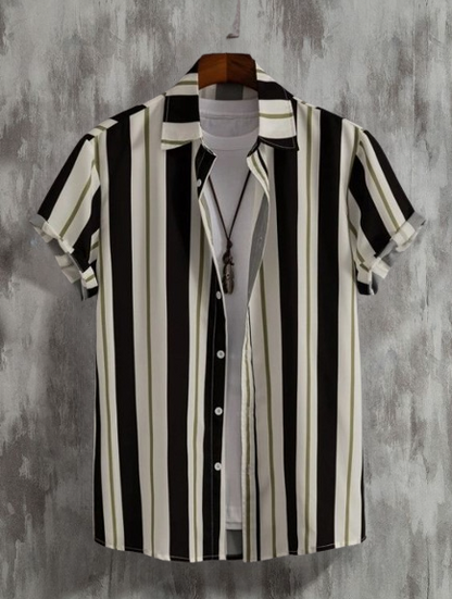 Men's casual striped shirt with a cut-away collar from Drpshippr, featuring a super slim fit and regular fit design.