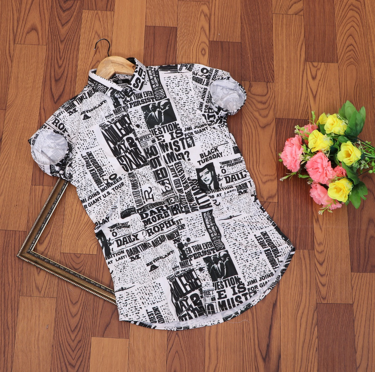 Men's slim fit printed casual shirt from Drpshippr, showcasing a stylish design and tailored fit in a men's collection.