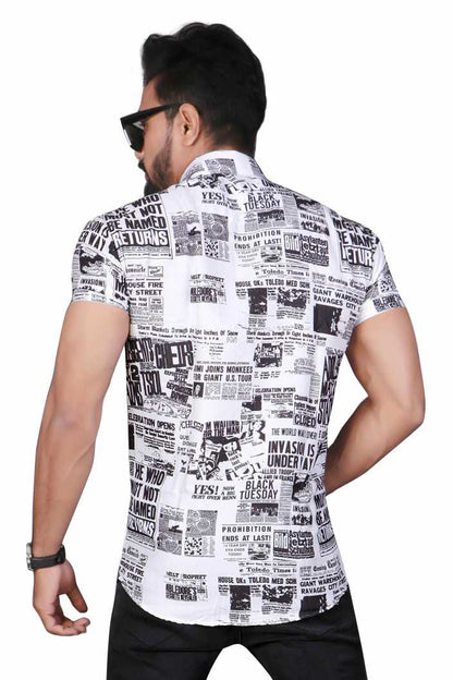 Men's slim fit printed casual shirt from Drpshippr, featuring a stylish design and comfortable fit, shown on a model.