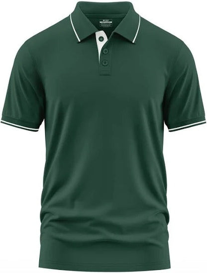 Men's solid cotton polo collar T-shirt from Drpshippr, featuring a classic fit and short sleeves, ideal for casual wear.