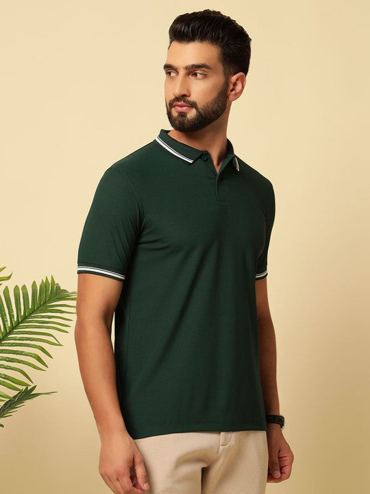 Men's solid cotton polo collar T-shirt from Drpshippr, showcasing a classic design and comfortable fit.