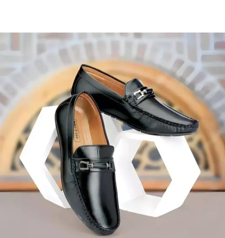 Men's Hugh-01 Black Faux Leather Driving Penny Loafers Boat Shoes