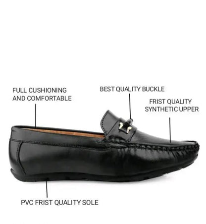 Men's Hugh-01 Black Faux Leather Driving Penny Loafers Boat Shoes