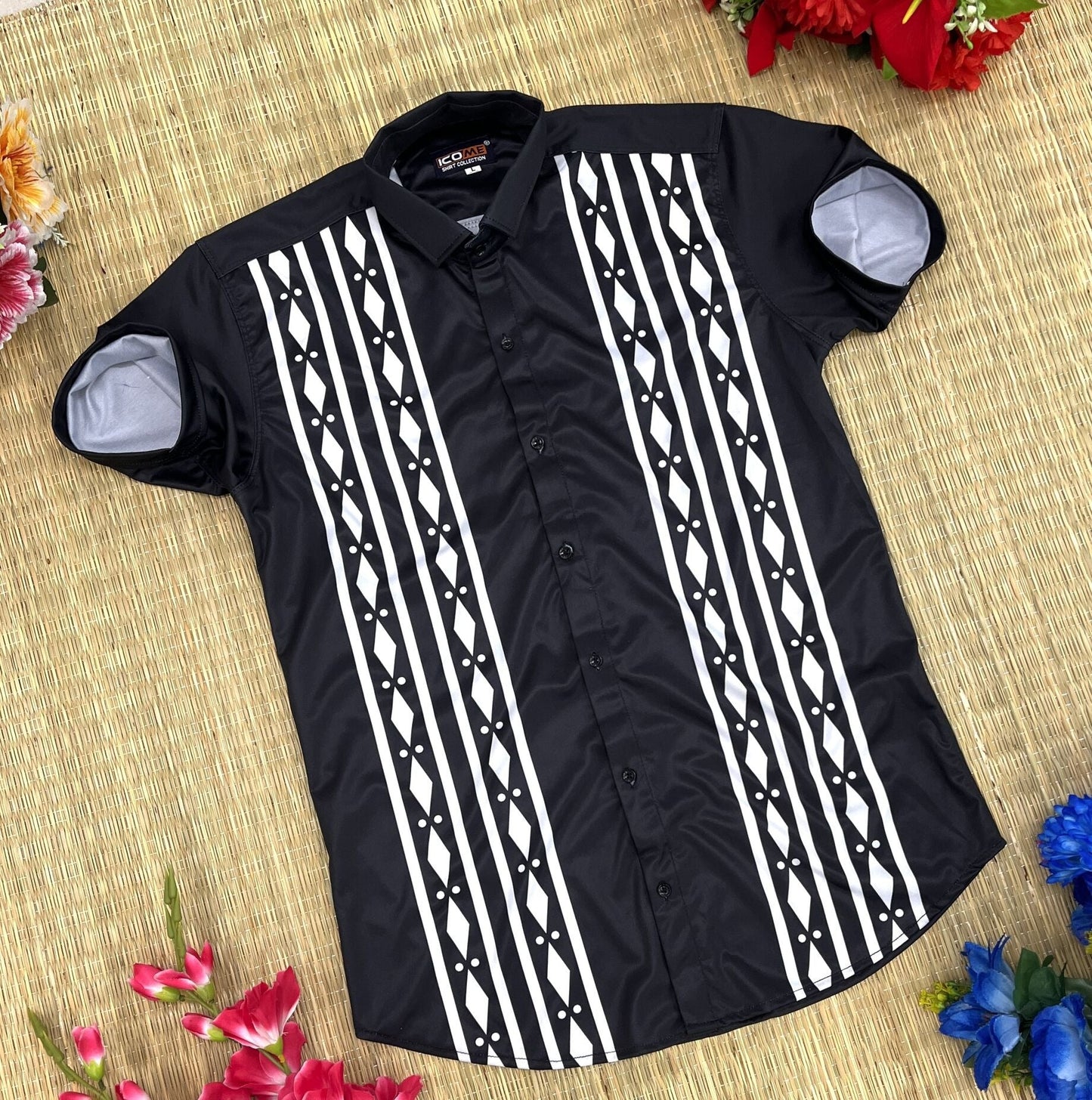 Men's printed half sleeve shirt from Drpshippr's Men's Collection, featuring vibrant patterns and casual fit.