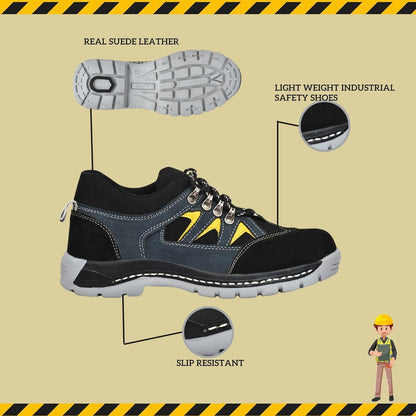 Men's lightweight sporty safety shoes made of real suede leather from Drpshippr Men's Collection, designed for comfort and protection.