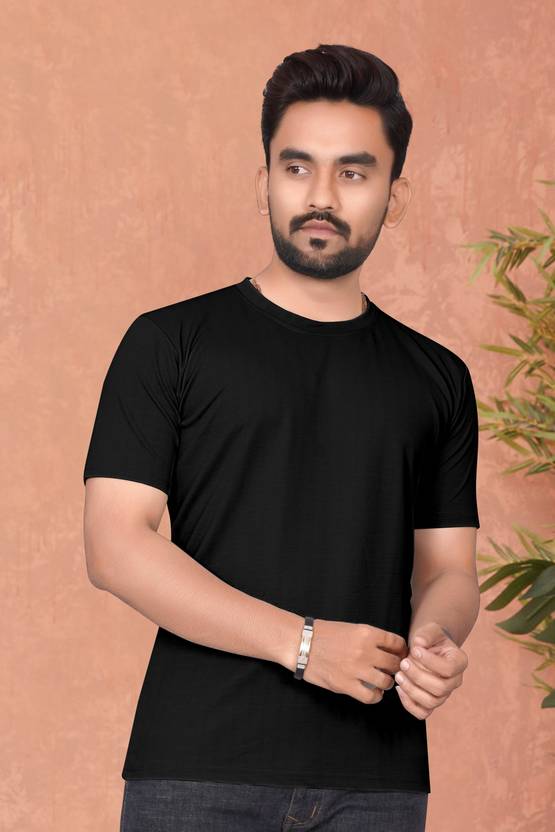 Men's plain round neck half-sleeve T-shirts from Drpshippr, pack of 2, featuring simple design and comfortable fit.
